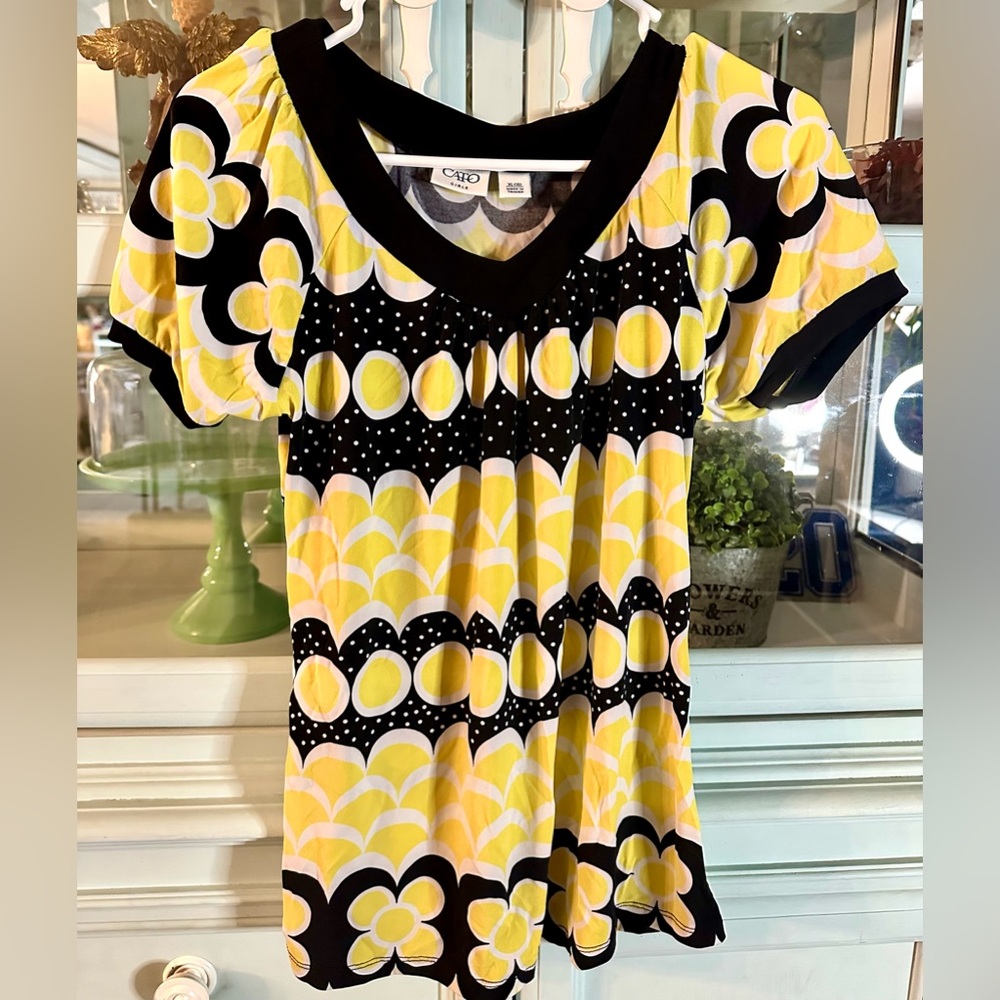 Cato Kids Yellow and Black Patterned Blouse